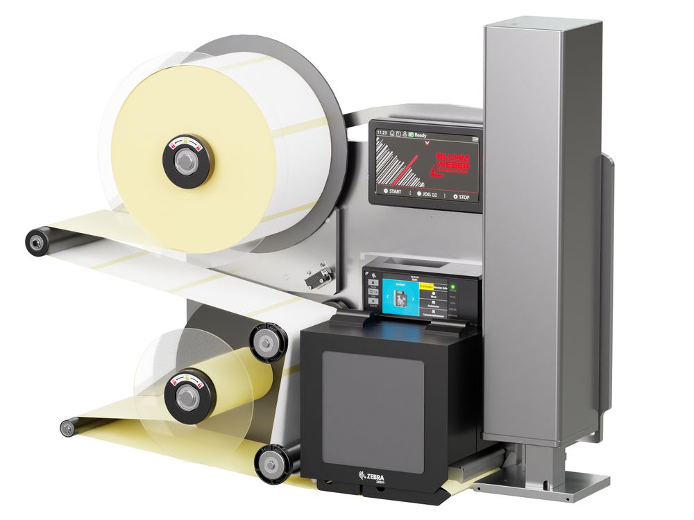 Legi-Air 4050B label print applicator with labels on the right