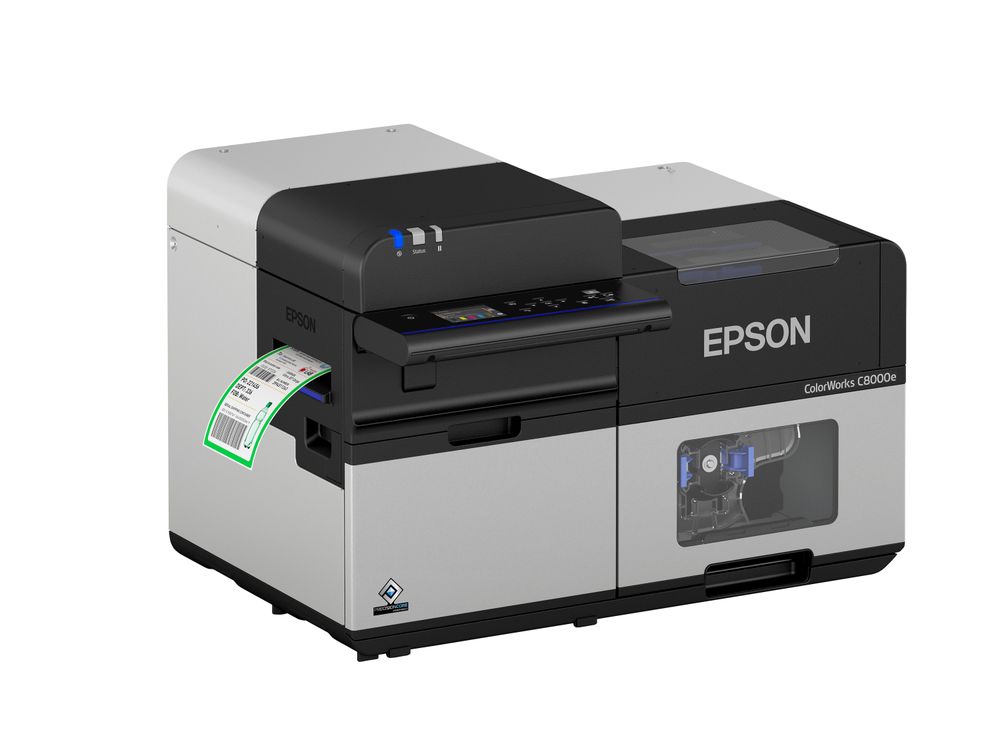 Colour label printer Epson ColorWorks C8000e with label left