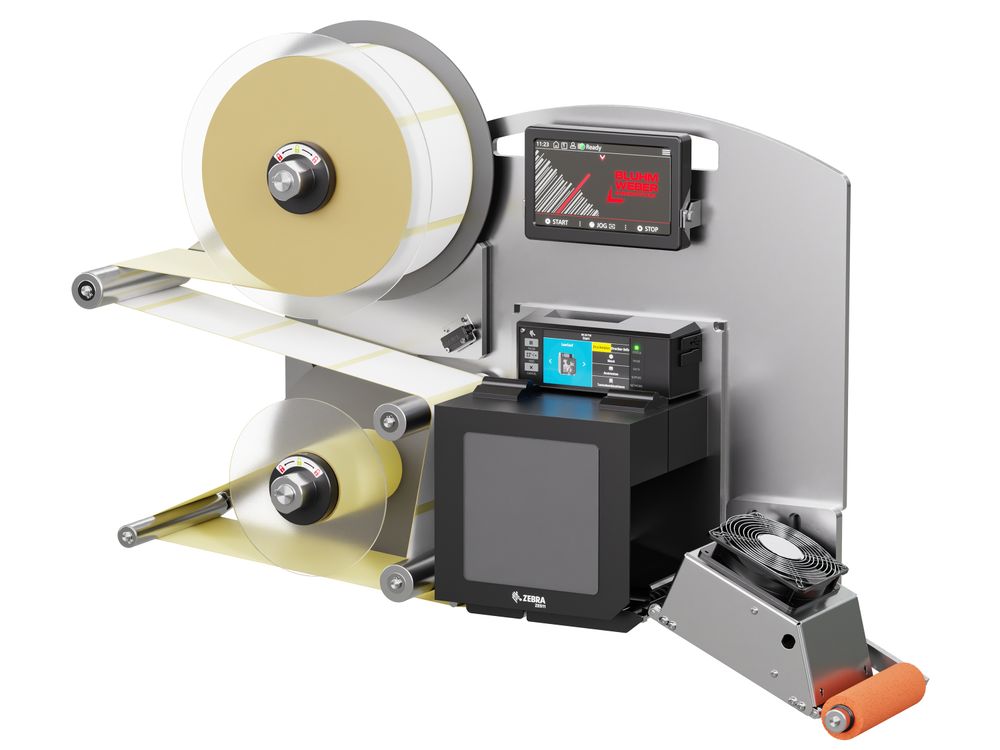 Label print applicator Legi-E 4050B with labels on the right