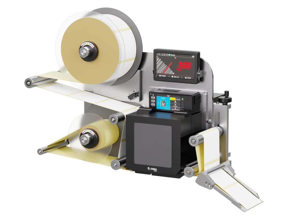 Label print applicator Legi-E 4050WO with labels on the right