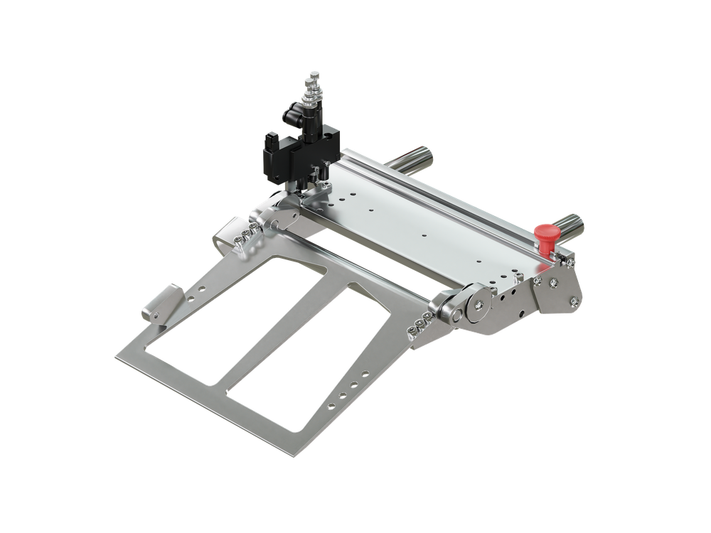 Wipe-on dispensing tongue, pneumatic