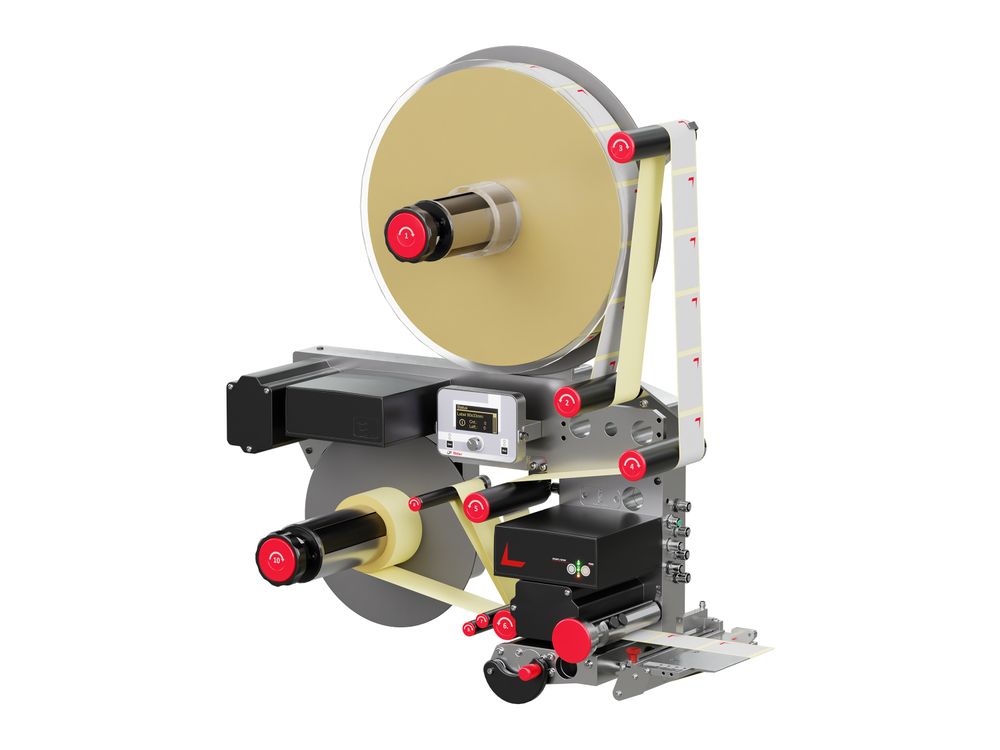 Alpha HSM label applicator diagonally front left