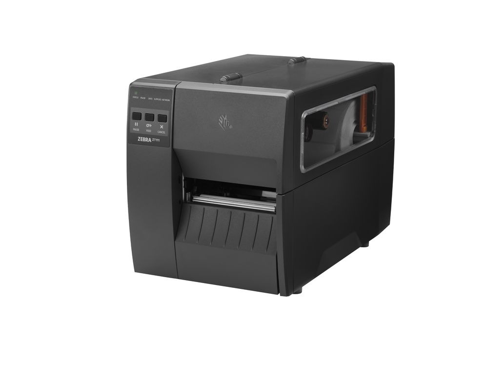 Zebra ZT111 desktop printer label printer front left