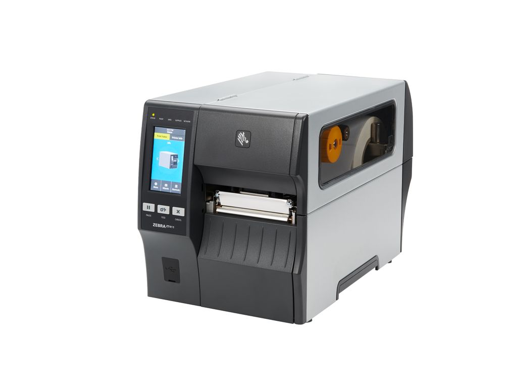 Zebra ZT411 label printer front left