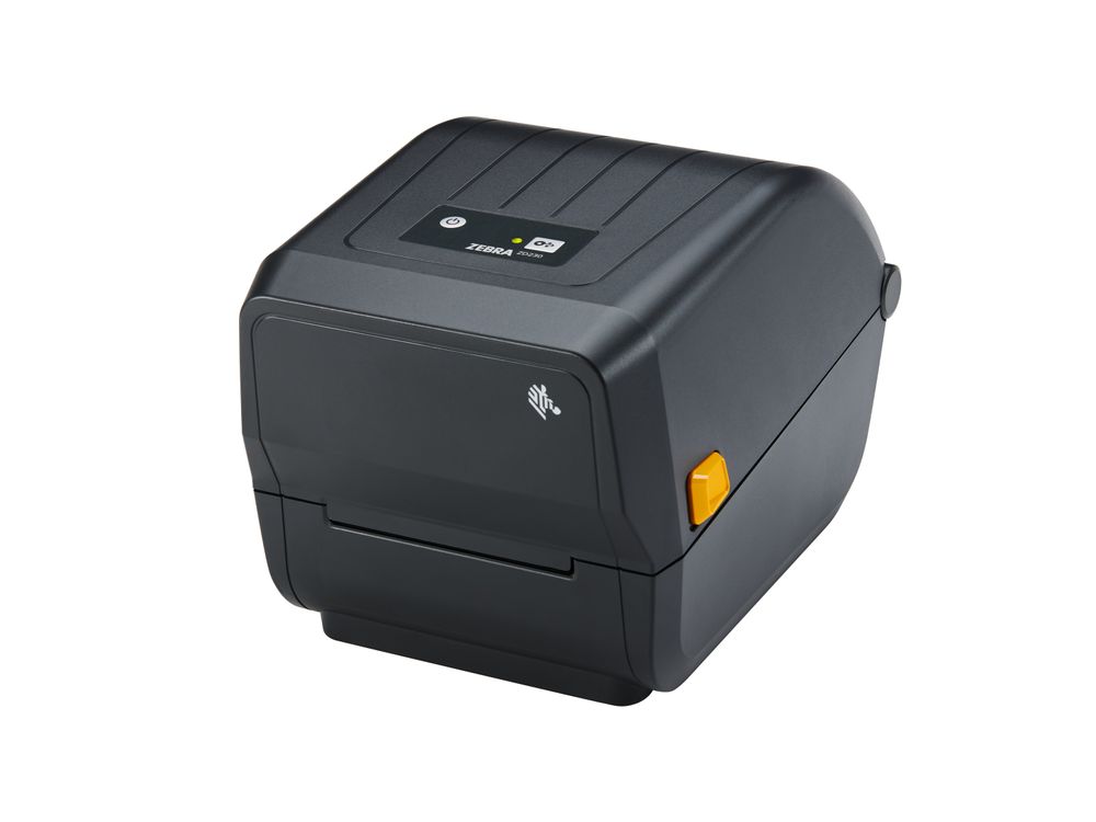 Zebra ZD230t desktop label printer front left