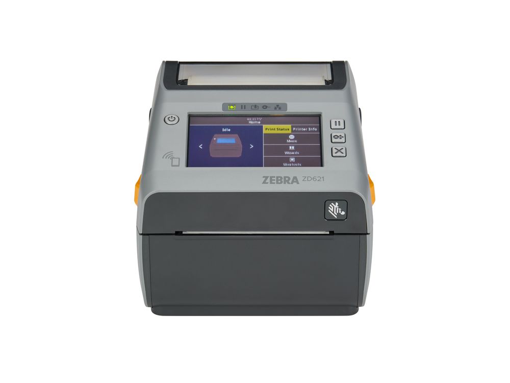 Zebra ZD621 front desktop printer with colour display