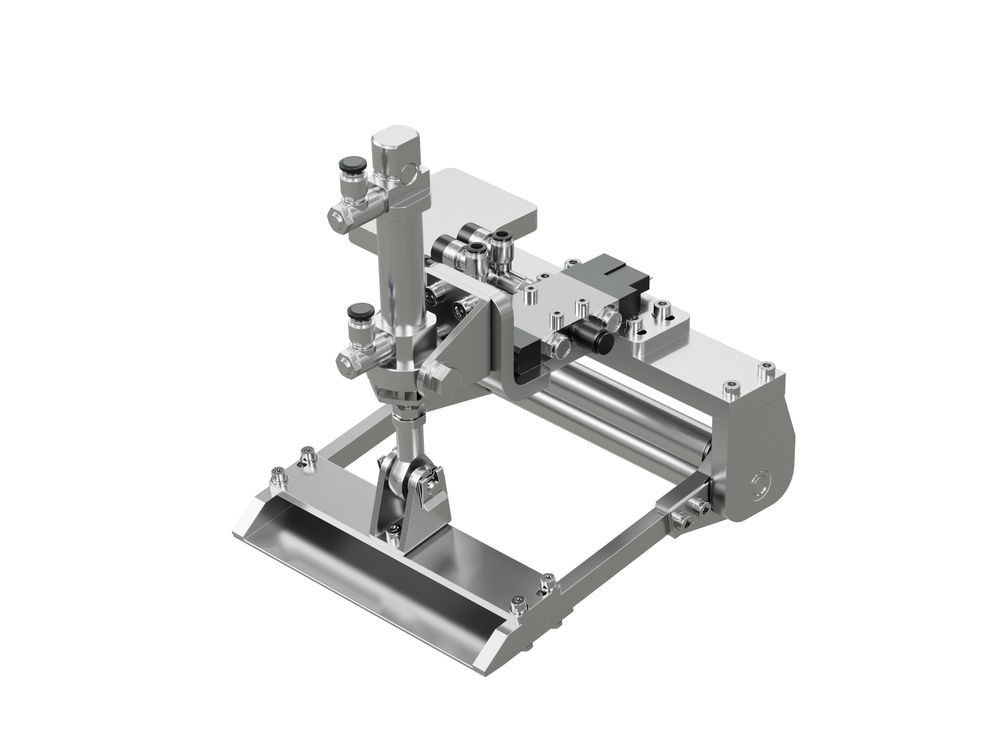 Wipe-on dispensing tongue, pneumatic