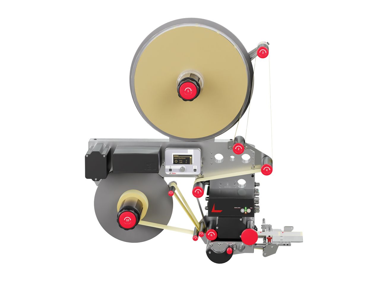 Alpha HSM label applicator front side with inserted label roll