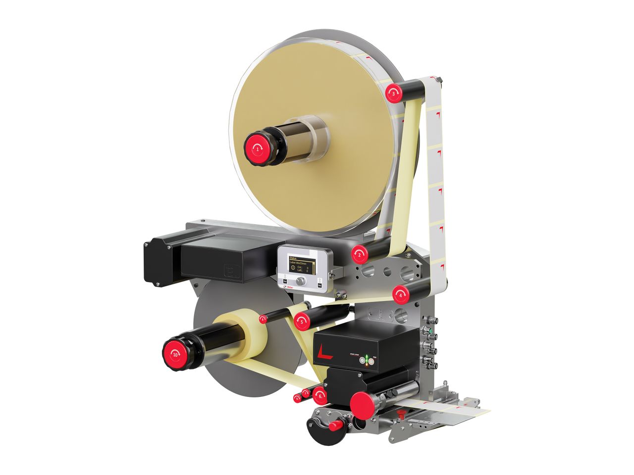 Alpha HSM label applicator diagonally front left