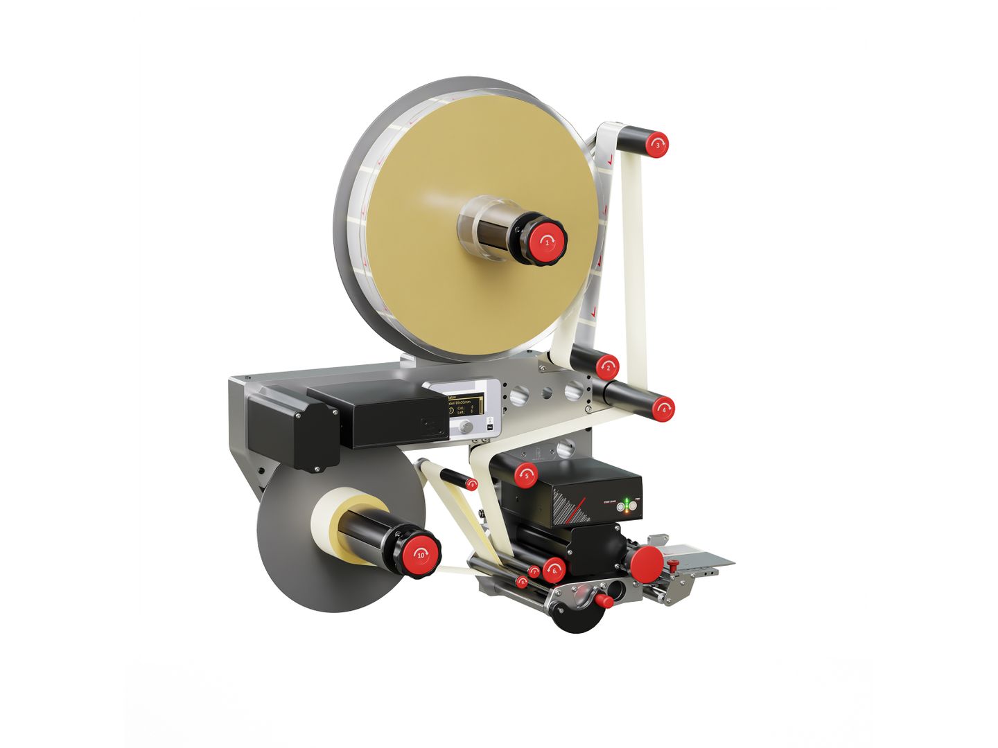 Alpha HSM label applicator diagonally front right