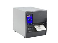 Zebra ZT231 label printer front right with label