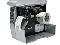 Zebra ZT510 label printer opened with inserted thermal transfer foil