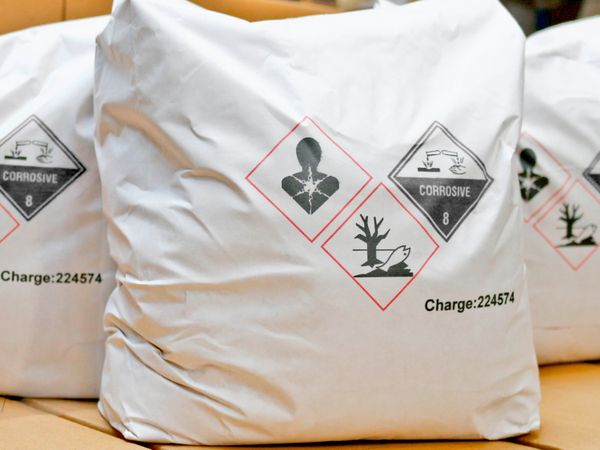 Markoprint integra PP 108 bicolour two-colour GHS-labelled paper bags with inkjet printer