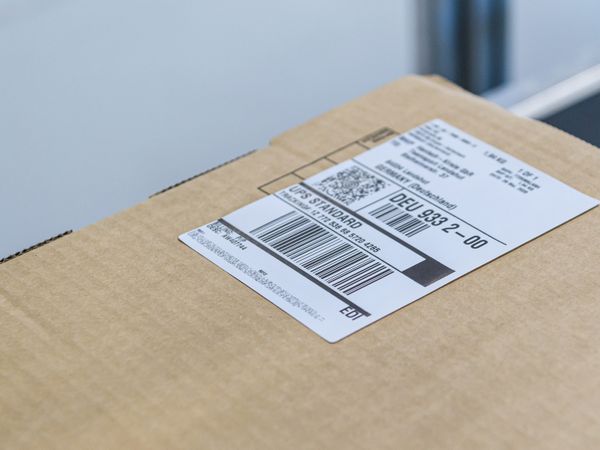 Shipping label on top of carton 1