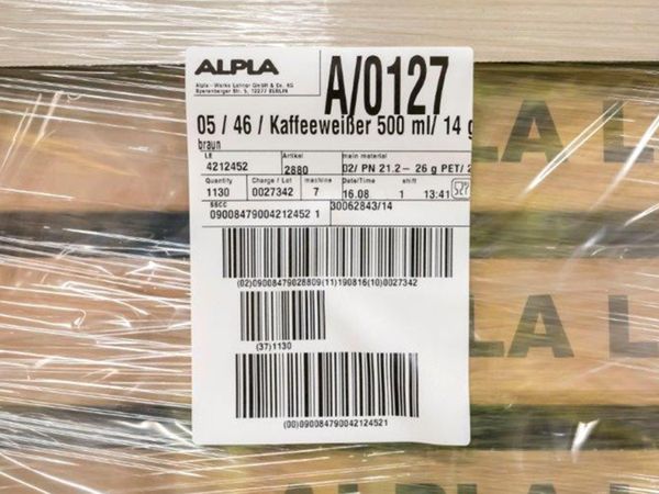 Legi-Air label on foiled pallet
