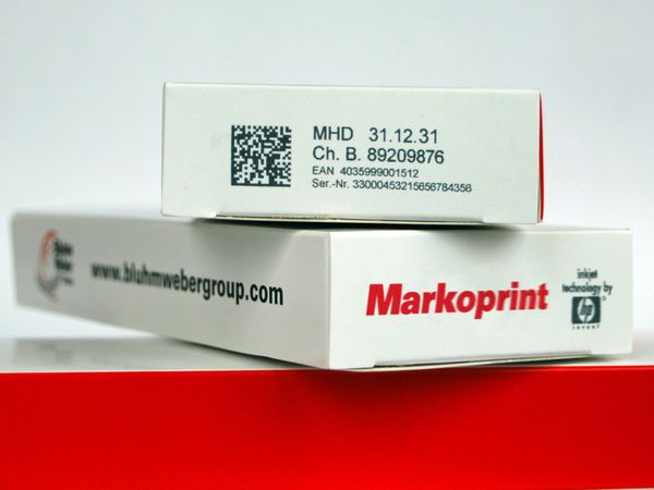 Folding carton printed with Markoprint inkjet printer