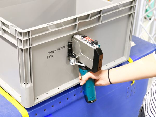 Plastic box printed with Markoprint X1JET HandHold inkjet printer