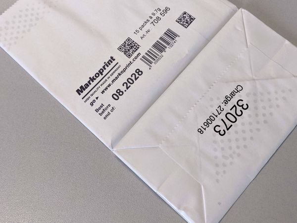 Paper bag printed with Markoprint integra Singular 108 inkjet printer