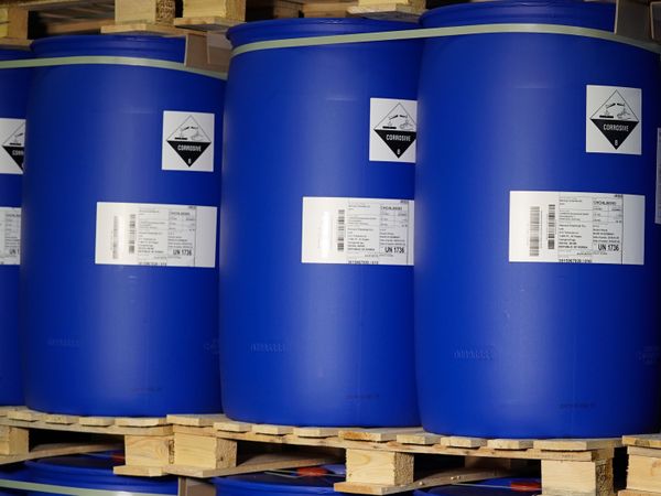 Labels on chemical drums