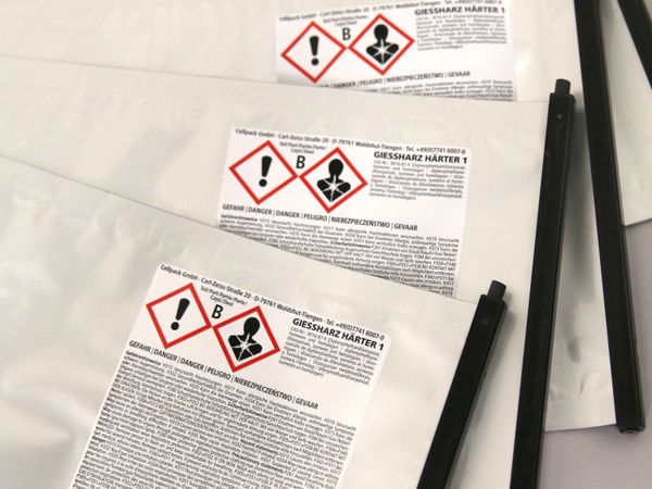 Hazardous substance labels on plastic bags