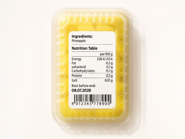 Geset 212 labeling system Label on plastic packaging for foodstuffs