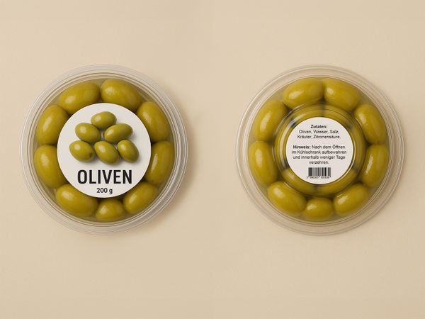 Labeling system Geset 247 label on olive bowl