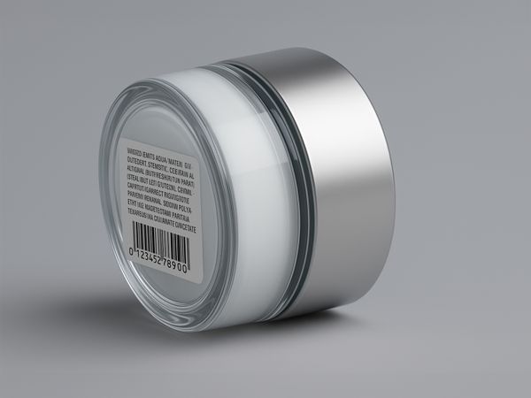 Labeling system Geset 141 label on cosmetic jar