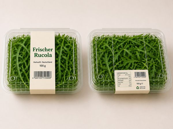 Labeling system Geset 249 label on arugula salad