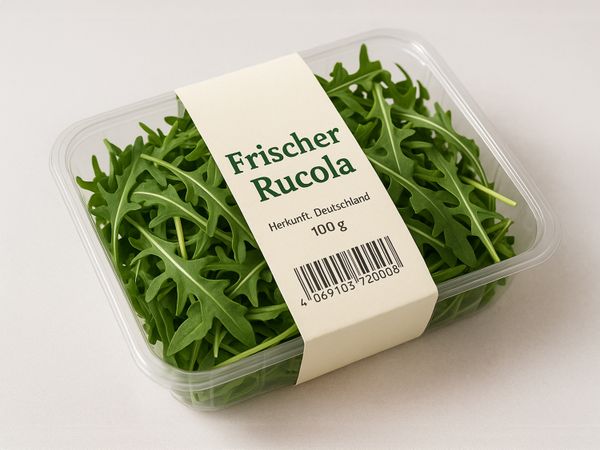 Labeling system Geset 249 label on arugula salad