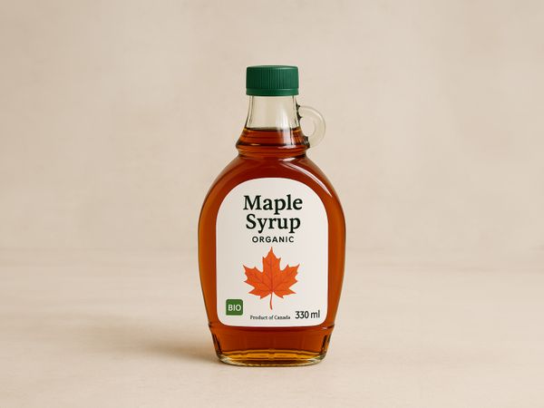 Labeling system Geset 213 label on maple syrup