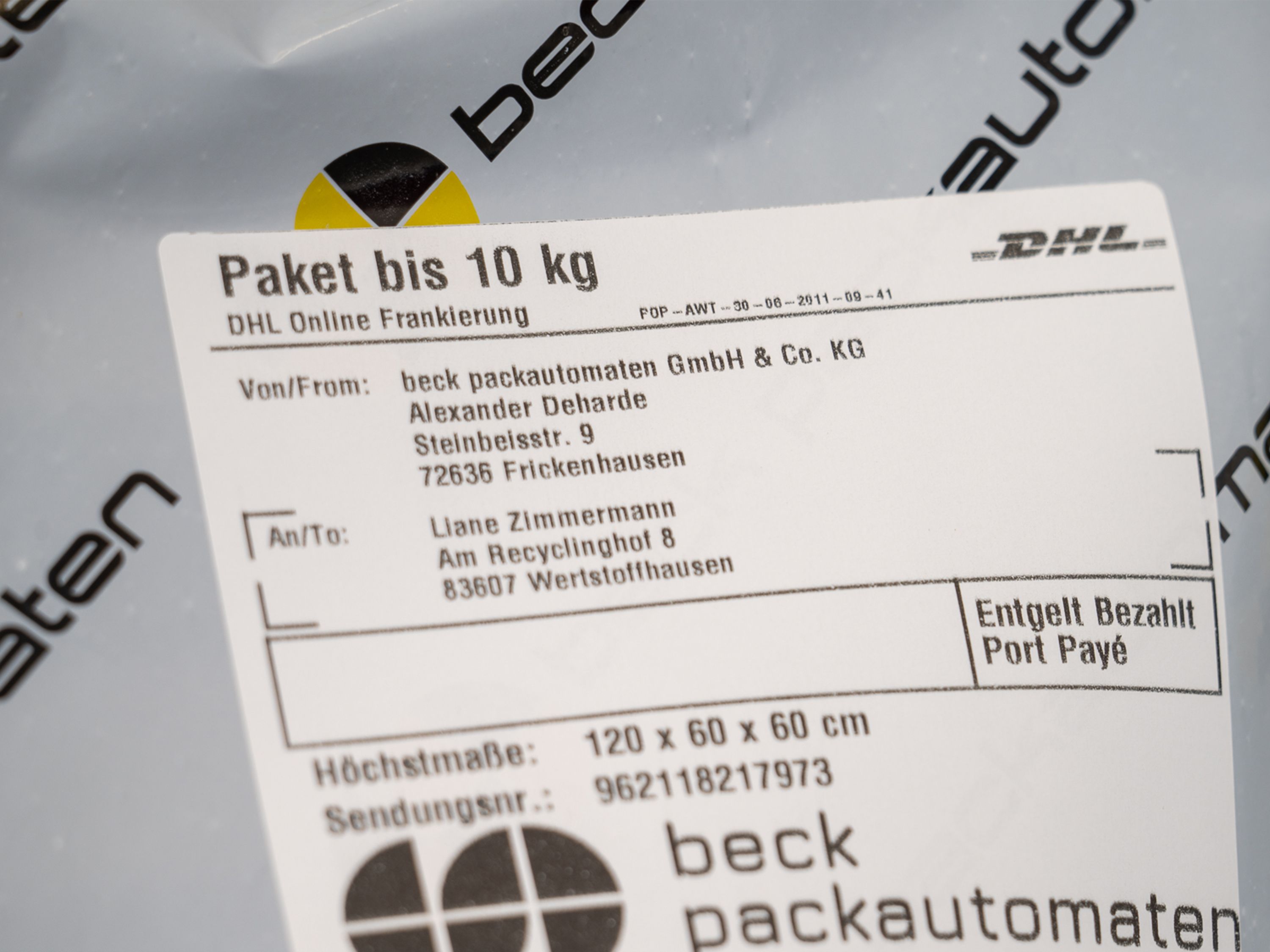 Label on packing foil 3