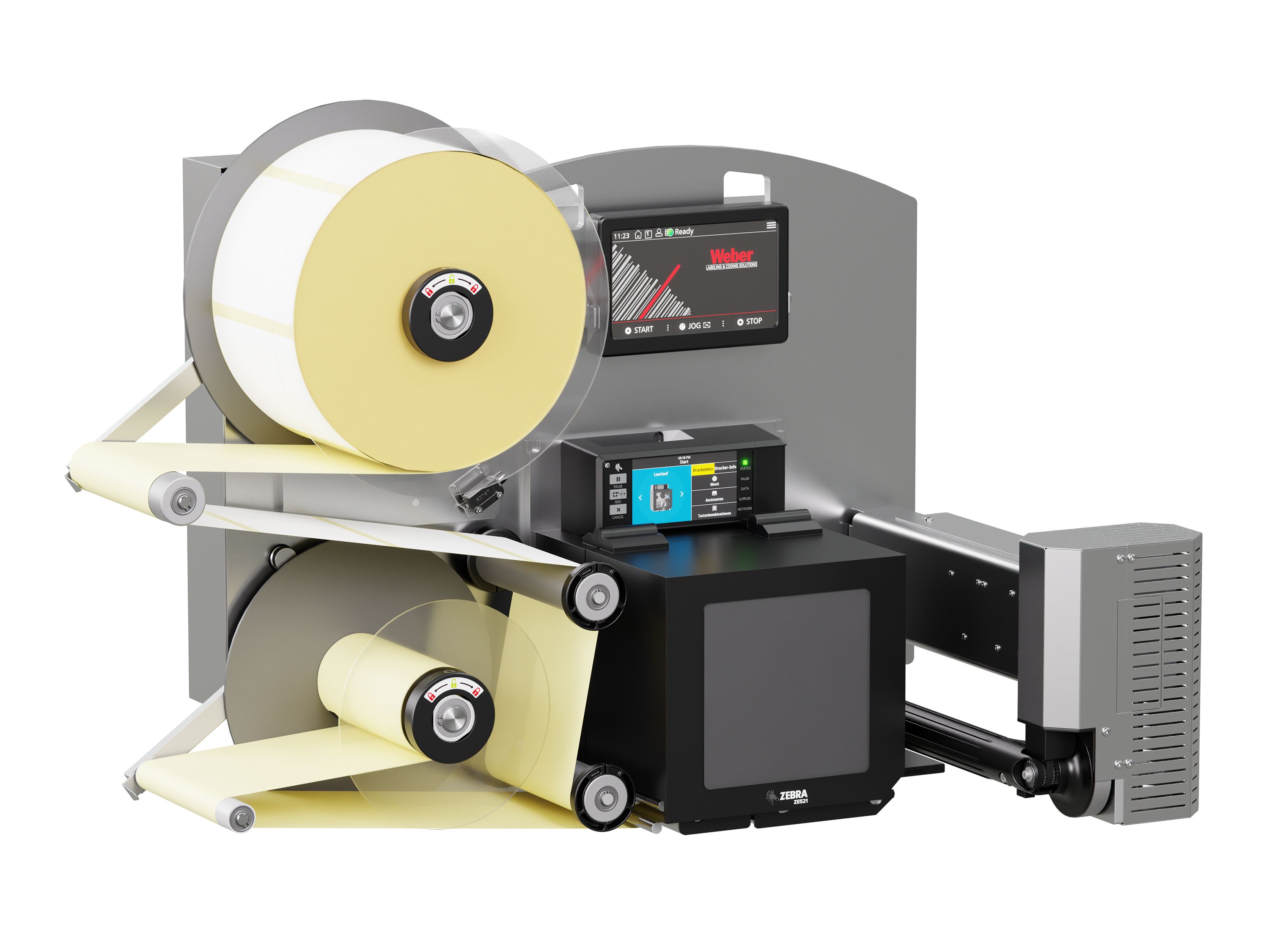 Legi-Air 4050RR label print applicator with labels on the left
