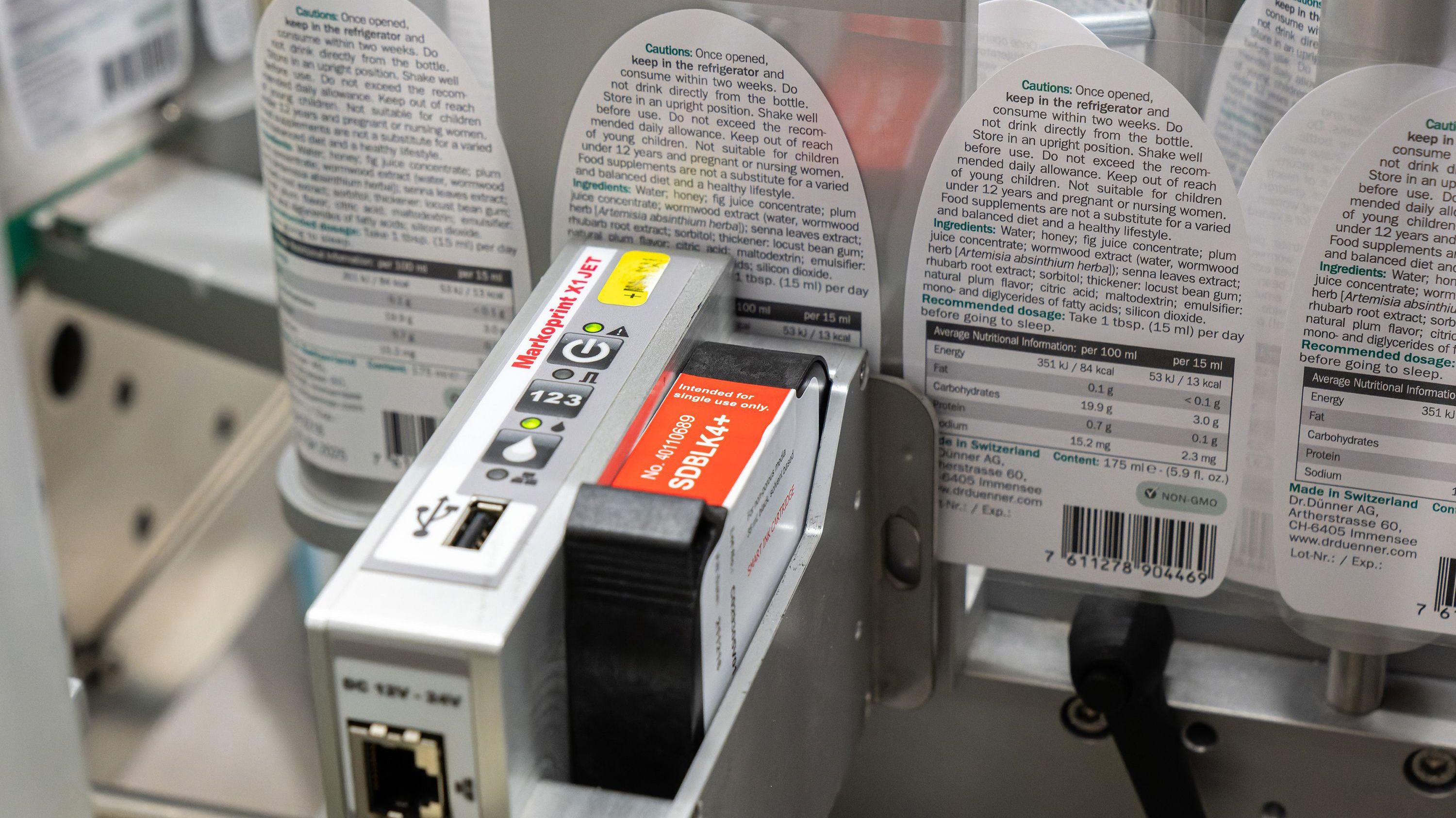 Label printed with Markoprint X1JET HP Standard inkjet printer