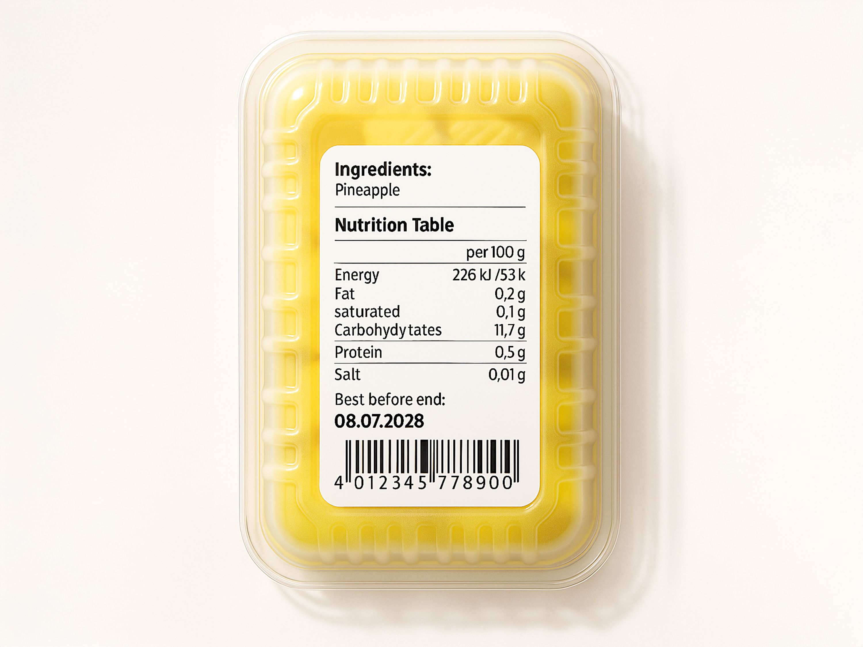Geset 212 labeling system Label on plastic packaging for foodstuffs