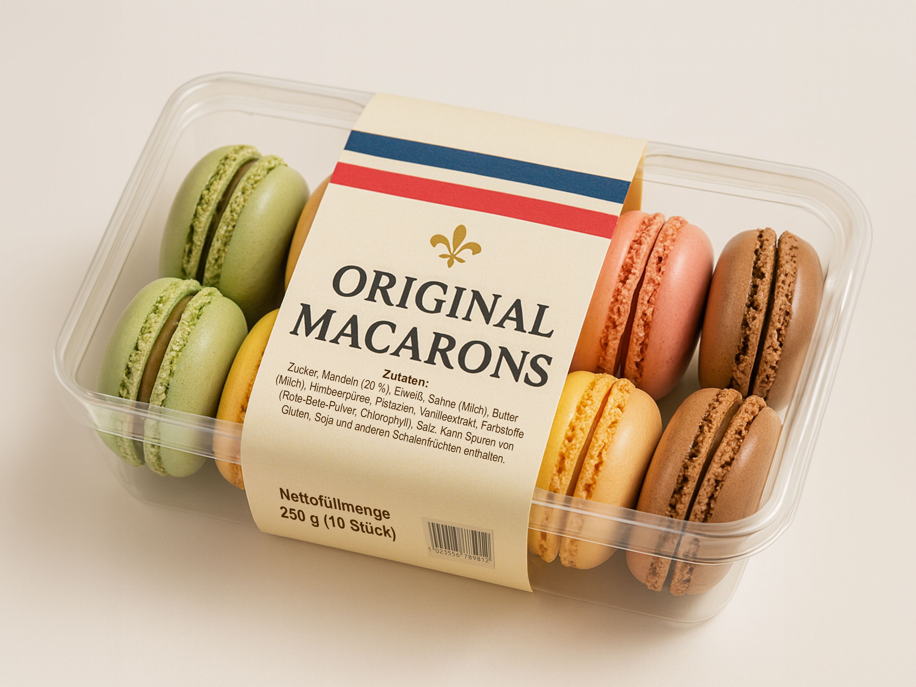 Labeling system Geset 249 D-Wrap label on macarons