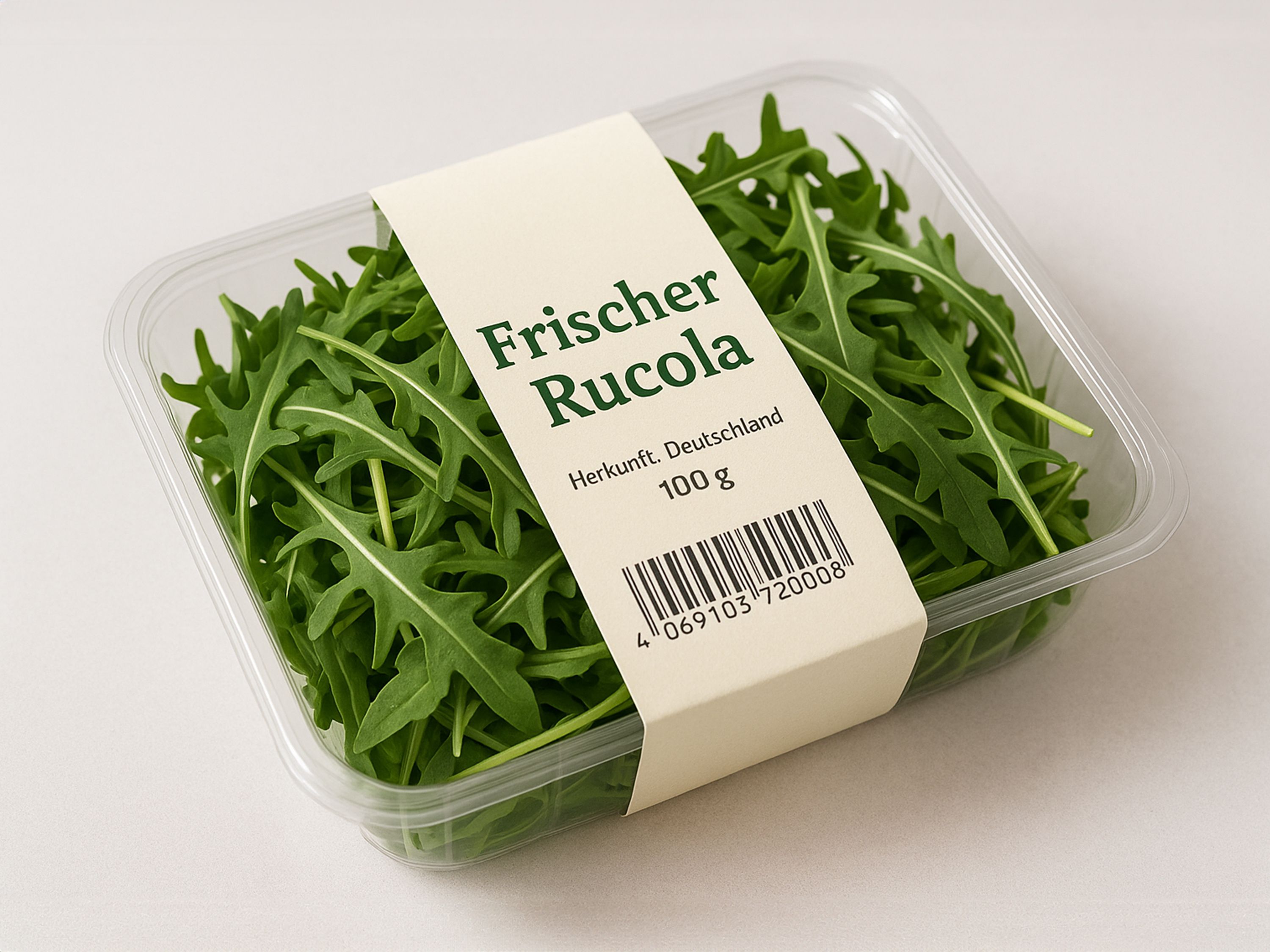 Labeling system Geset 249 label on arugula salad
