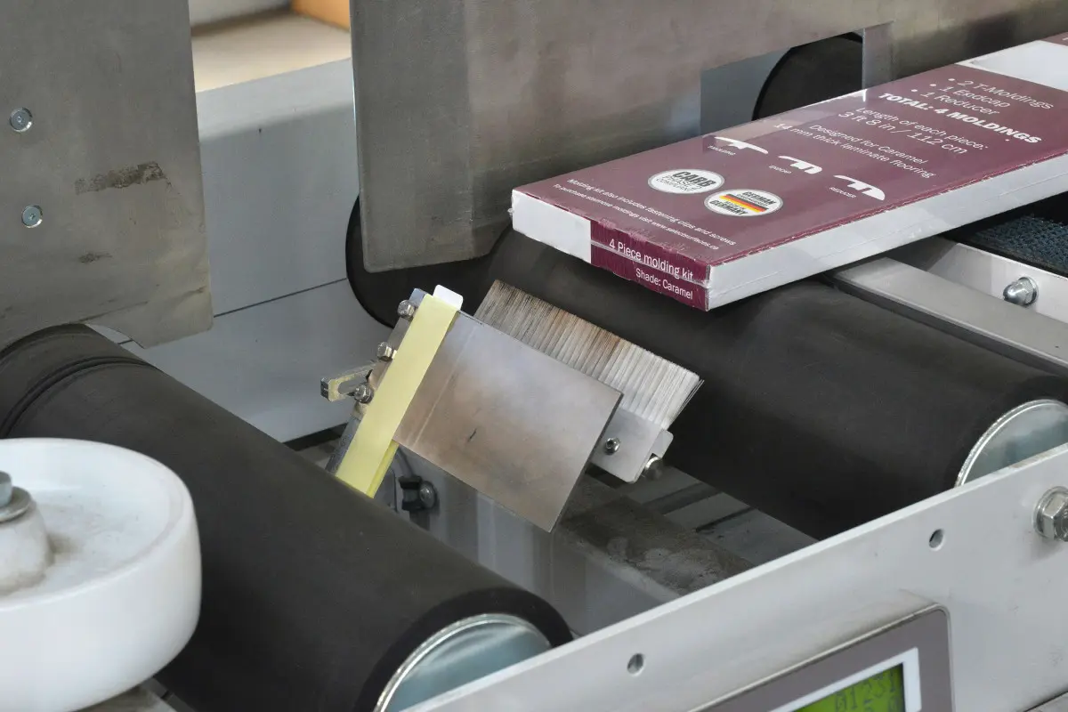 Labelling on shrink wrapped wooden slats