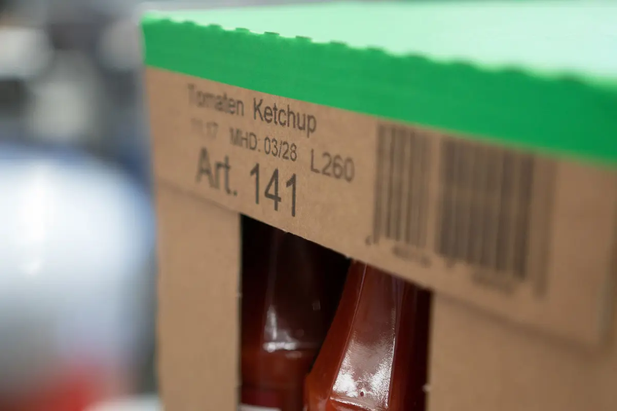 Batch number printed on food carton